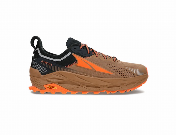 Brown / Black Men's Altra Olympus 5 Trail Running Shoes | SU3196547