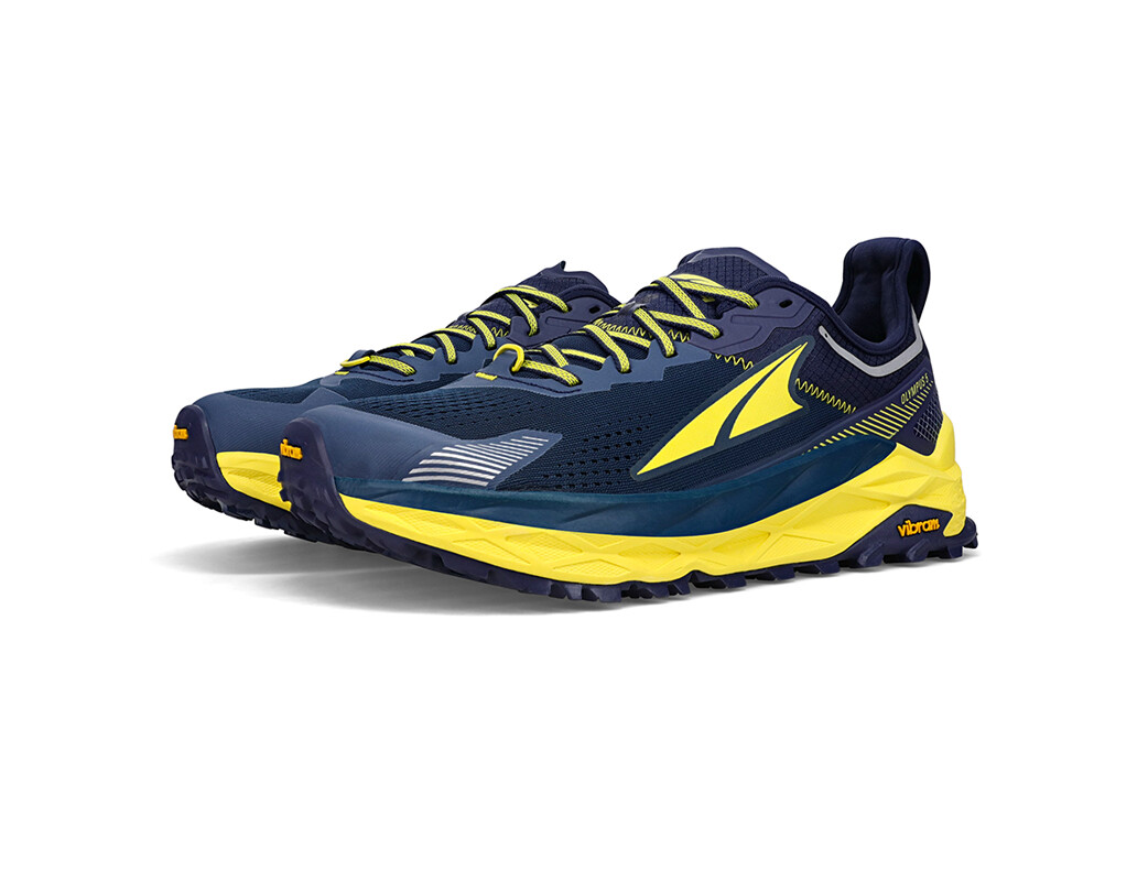 Navy / Yellow Men's Altra Olympus 5 Trail Running Shoes | WD9634280